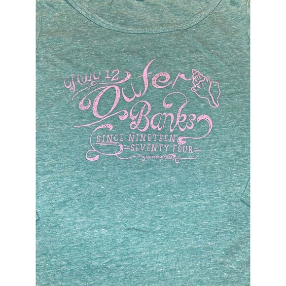 Outer Banks Hwy 12 Womens Long Sleeve Tunic Top With Button Cuffs - Teal Heather - Picture 2 of 3